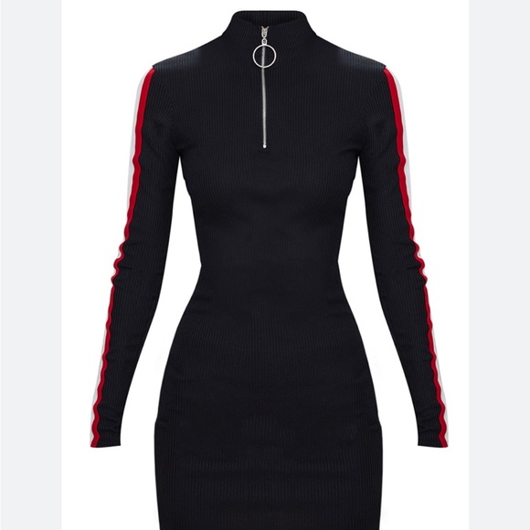 Topshop - Black Ribbed Long Sleeve Knit Dress - Picture 2 of 6